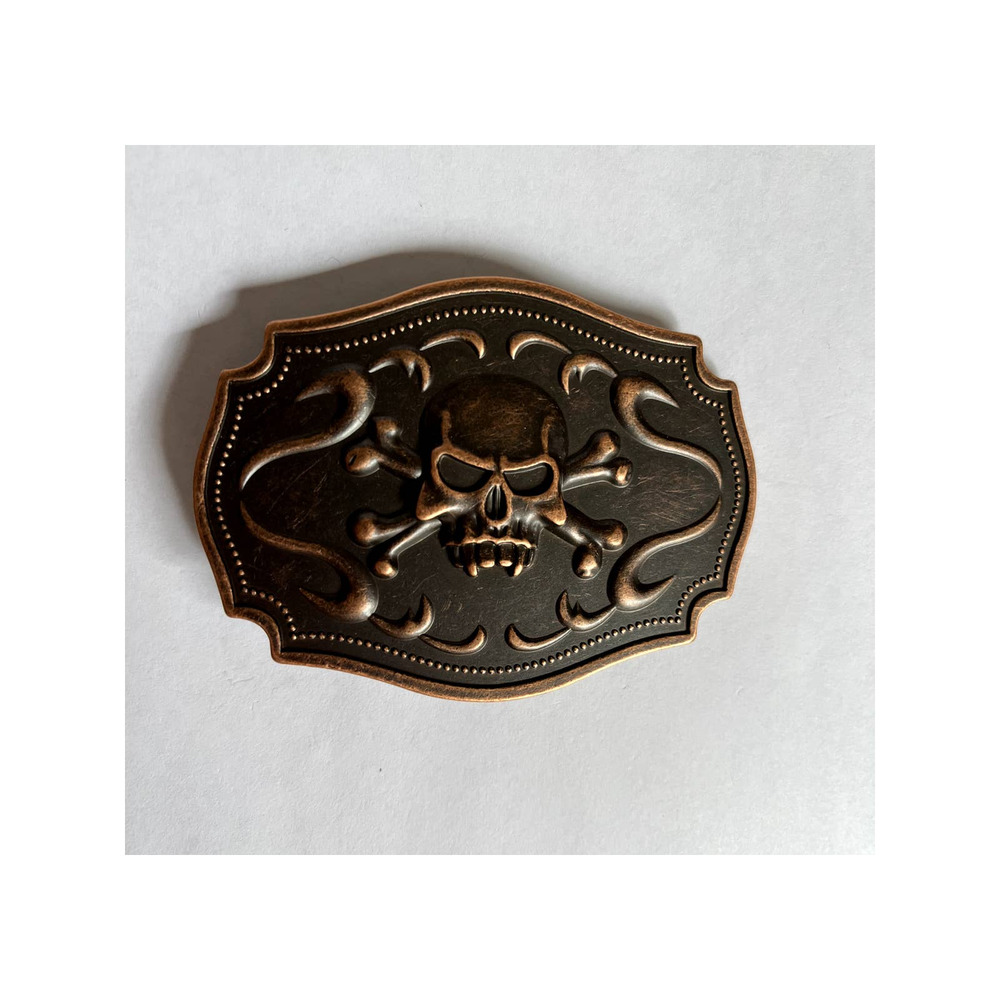 Bronze Skull And Crossbones Belt Buckle